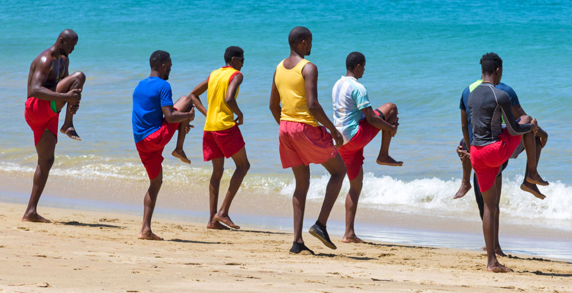 Lifeguards training on Castara Beach